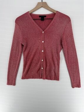 The Limited Red Marled V-Neck Button Front Cardigan Size Medium
